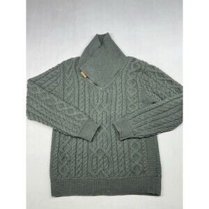 Aran Crafts Shawl Collar Sweater Mens XL 100% Merino Wool Cable Knit Fisherman